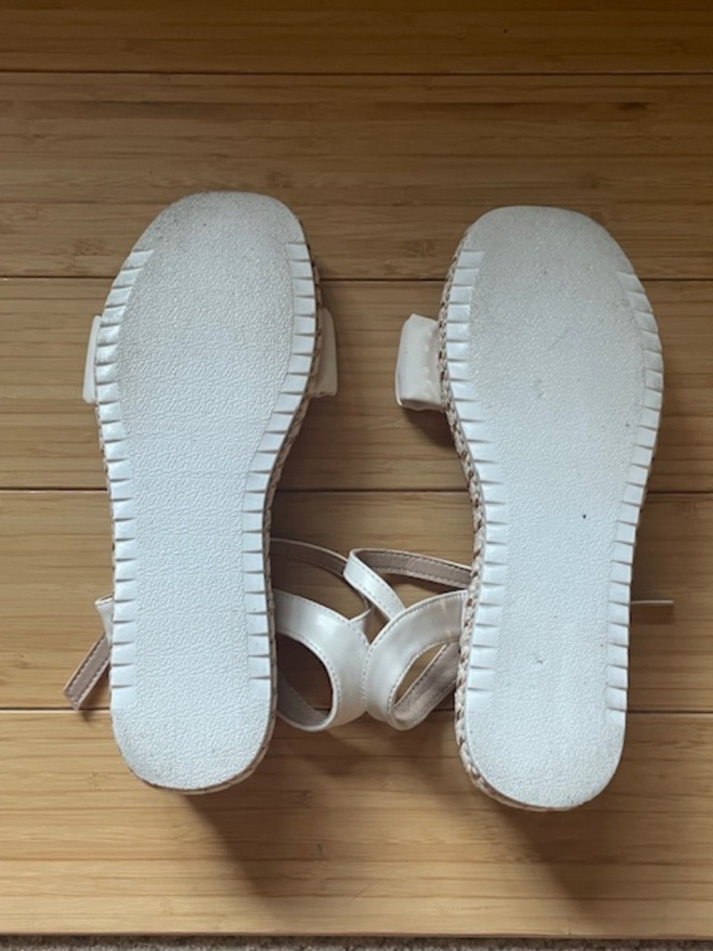 White Wedge Sandals with Rose Gold Color Beading - size 9 - Picture 5 of 8